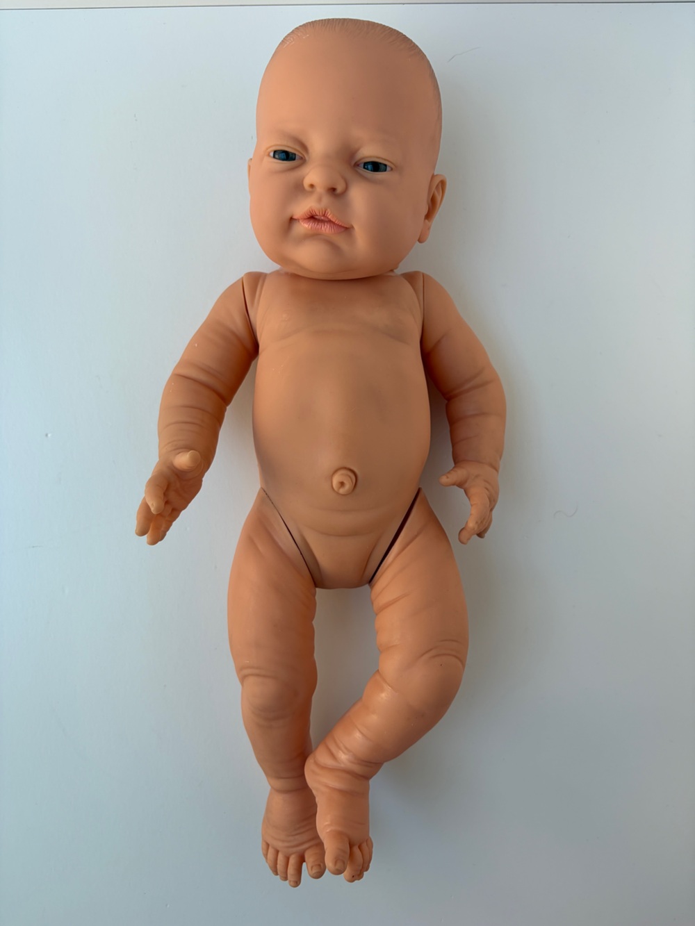 Vintage BERJUSA Newborn Reborn Baby Girl Doll‎ Realistic Vinyl Blue Eyes 17"